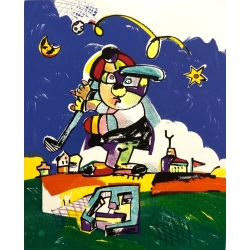 Otmar Alt "Golfer blau" Graphik Original