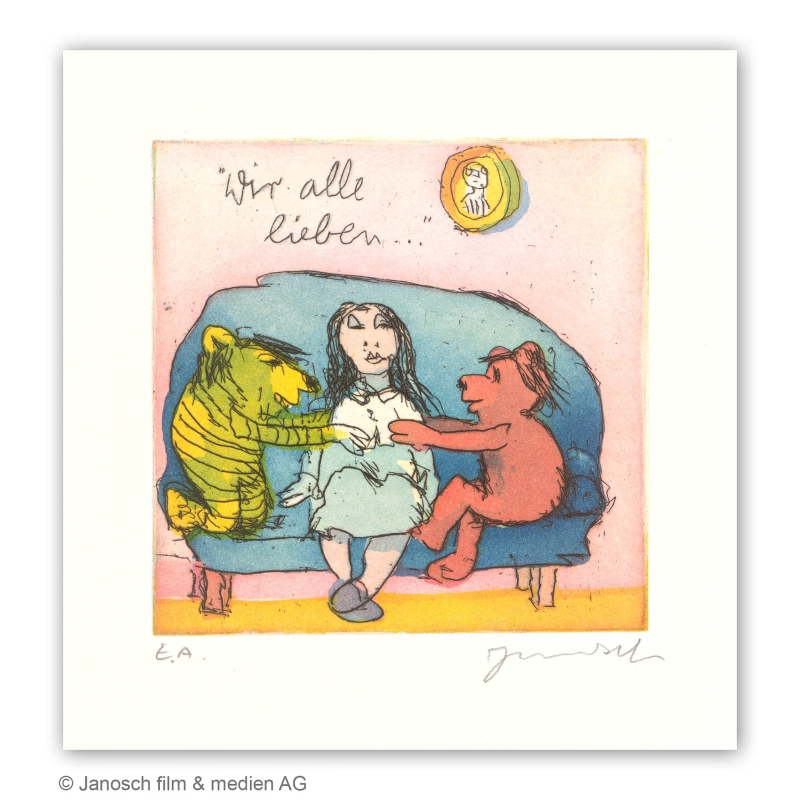 Janosch Original Bild "Wir alle lieben" von Janosch - Kunst mit Zertifikat kaufen