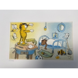 Original Bild "Wach auf! Ruft der Tiger" von Janosch - Kunst mit Zertifikat kaufen