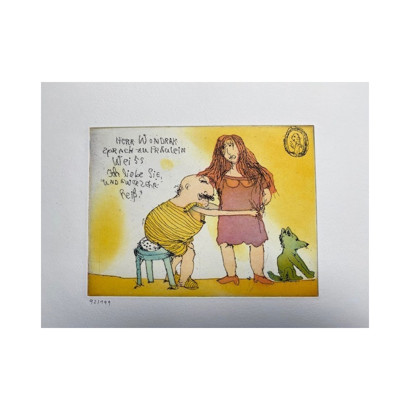 Original Bild "Herr Wondrak sprach zu Fräulein Weiss" von Janosch - Kunst mit Zertifikat kaufen