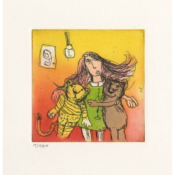 Original Bild "Immer Abends haben wir uns lieb" von Janosch - Kunst mit Zertifikat kaufen