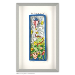 James Rizzi 3D-Bild "Go fly a kite" im Rahmen