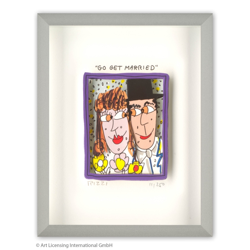 James Rizzi - Original 3D-Bild "Go get married", inkl. Rahmen