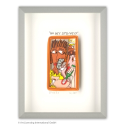 James Rizzi 3D-Bild "Go get stoned" im Rahmen