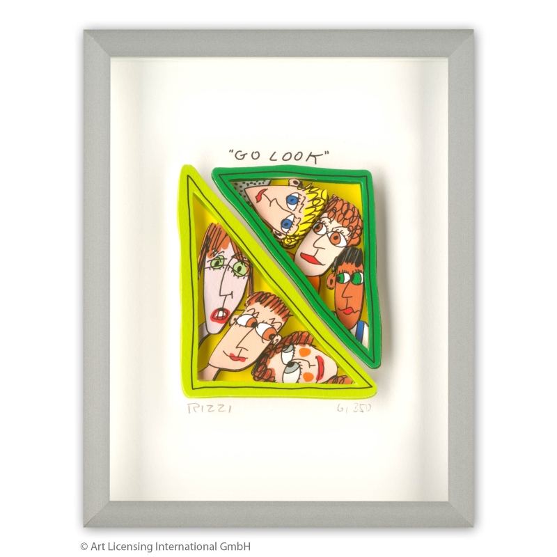 James Rizzi 3D-Bild "Go look" im Rahmen