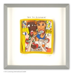 James Rizzi 3D-Bild "Go to dinner" im Rahmen