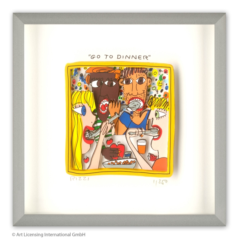 James Rizzi 3D-Bild "Go to dinner" im Rahmen