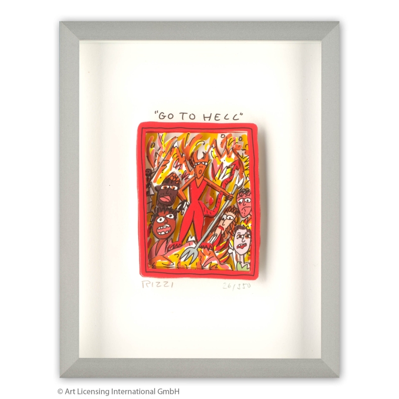 James Rizzi Original 3D-Bild "Go to hell", inkl. Rahmen