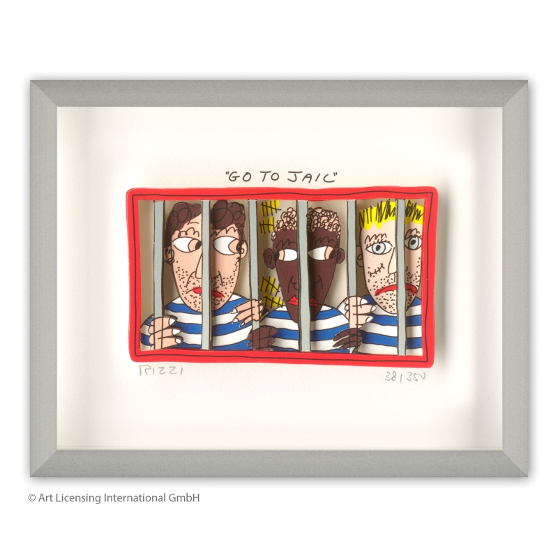 James Rizzi 3D-Bild "Go to jail" im Rahmen