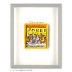James Rizzi 3D-Bild "Go to school" im Rahmen