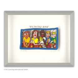 James Rizzi 3D-Bild "Go to the bar" im Rahmen