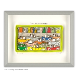 James Rizzi 3D-Bild "Go to work" im Rahmen