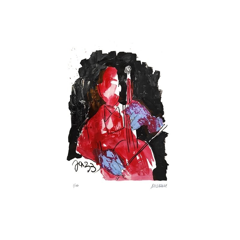 Armin Mueller-Stahl "Bassist in rot" Original Bilder kaufen