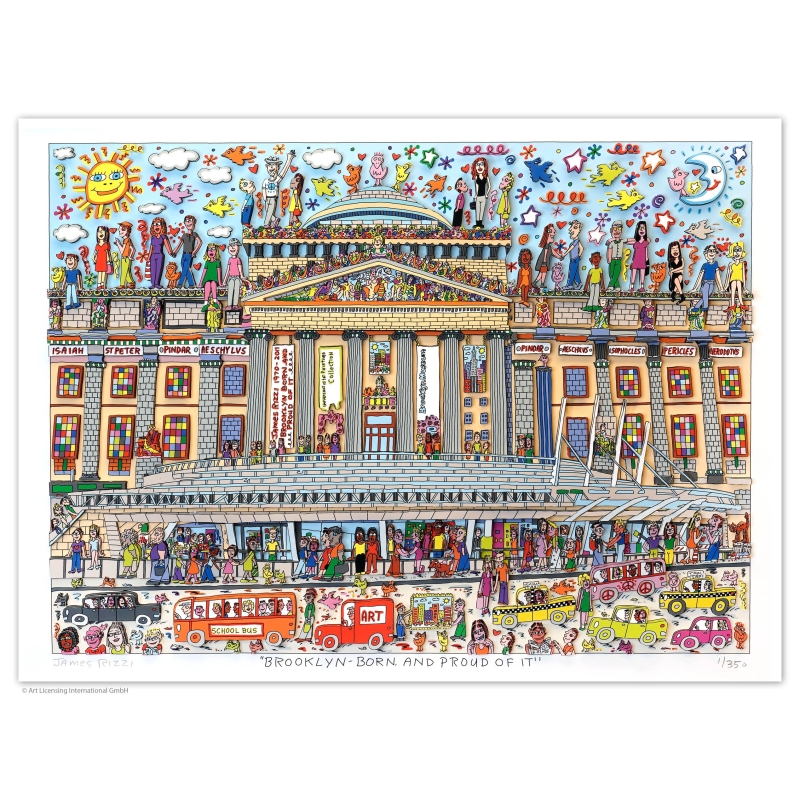 James Rizzi -Original- BROOKLYN-BORN AND PROUD OF IT -3D Bild, drucksigniert