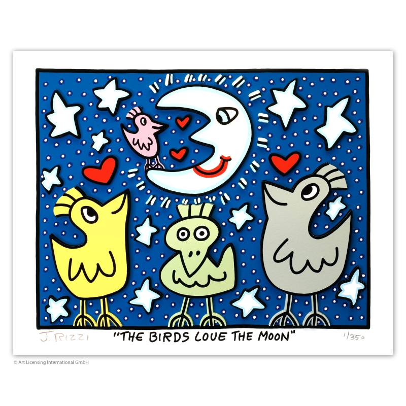 Motivansicht: James Rizzi - THE BIRDS LOVE THE MOON mit Zertifikat