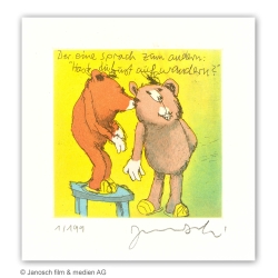 Original Bild " Der eine sprach zum anderen: Hast du Lust zu wandern? " von Janosch - Kunst mit Zertifikat kaufen