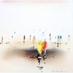 Unikat: Gemälde von Paul Kaminski, "Menschen im Watt", ca. 100 x 100 cm