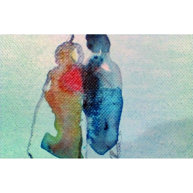 Detailansicht - Unikat: Gemälde von Paul Kaminski, "Menschen im Watt", ca. 90 x 140 cm