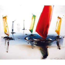 Unikat Gemälde von Paul Kaminski "Boote" ca. 100 x 120 cm