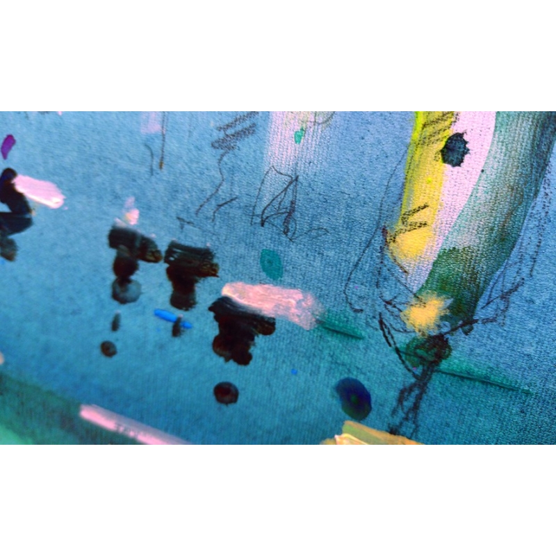 Detailansicht: Unikat Gemälde von Paul Kaminski "Menschen im Watt" Leinwand ca. 90 x 150 cm, inkl. Rahmung ca. 95 x 155 cm