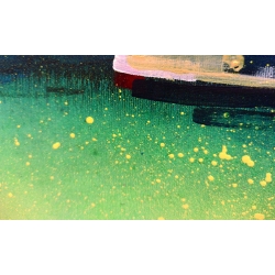 Detailansicht: Unikat Gemälde von Paul Kaminski "Menschen im Watt" Leinwand ca. 90 x 150 cm, inkl. Rahmung ca. 95 x 155 cm