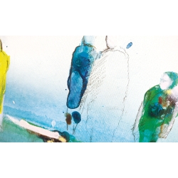 Detailansicht: Unikat Gemälde von Paul Kaminski "Menschen im Watt" Leinwand ca. 90 x 150 cm, inkl. Rahmung ca. 95 x 155 cm