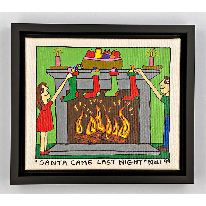 James Rizzi Original auf Leinwand kaufen *When Santa came last night*, im Rahmen