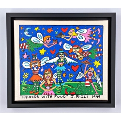 James Rizzi Original auf Leinwand kaufen *Fairies with food*, im Rahmen