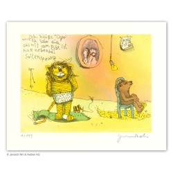 Original Bild von Janosch: "Ich heiße Tiger und ich liebe dich, das mit dem Bär
ist nur nebenbei. Seitensprung" mit Zertifikat