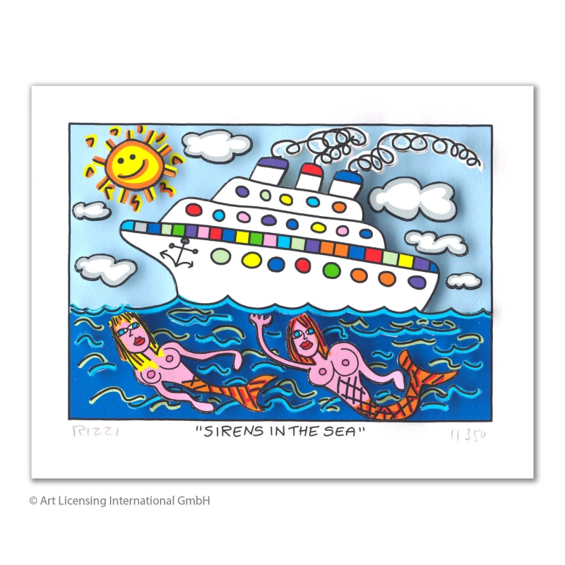 James Rizzi 3D Bild kaufen "Sirens In The Sea" mit Zertifikat