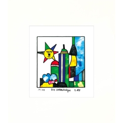 Darstellung mit Passepartout: Original Bild "Erinnerungen - Die Wolkenkratzer" von Otmar Alt mit Zertifikat