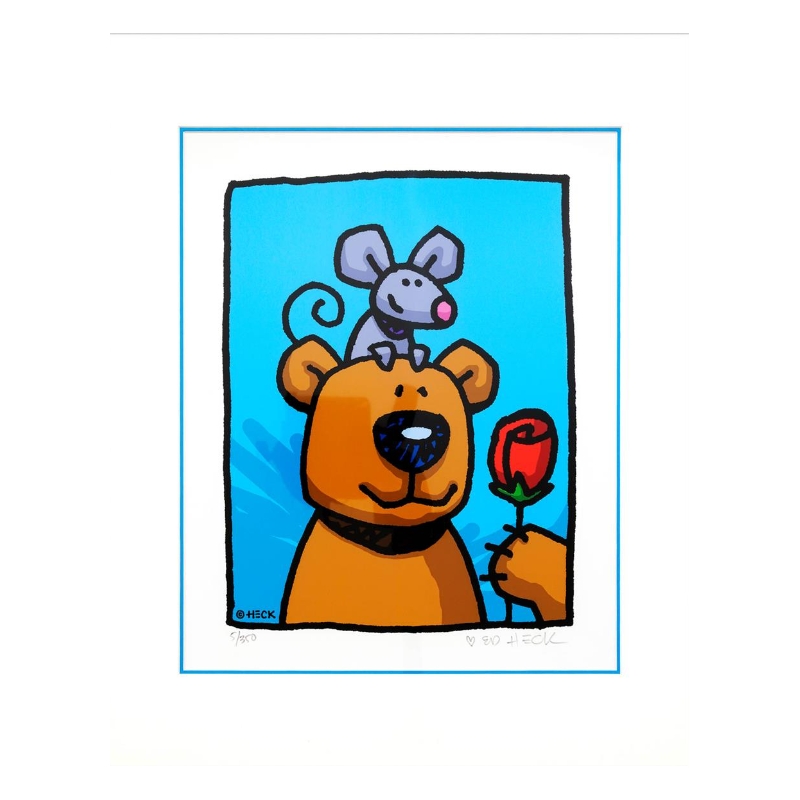 Original Bild von Ed Heck "Rose Buddies" mit Zertifikat