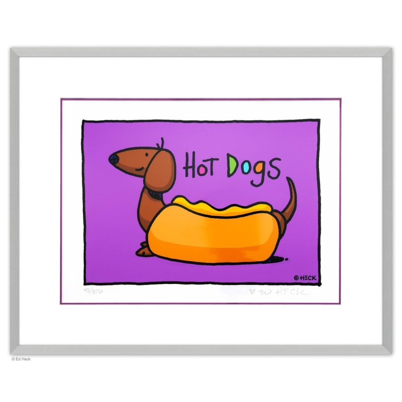 Rahmungsbeispiel Alu - Seidenmatt zu dem Original von Ed Heck "Hot Dogs"