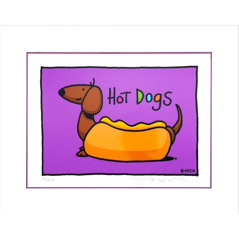 Original Bild von Ed Heck "Hot Dogs" mit Zertifikat