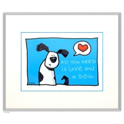 Rahmungsbeispiel "Alu - Seidenmatt"  für "All you need is Love and a Dog" von Ed Heck