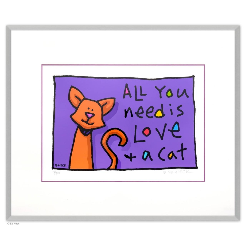 Rahmungsbeispiel "Alu - Seidenmatt"  für "All you need is Love and a Cat" von Ed Heck