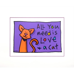 Original Bild "All you need is Love and a Cat" von Ed Heck, mit Zertifikat
