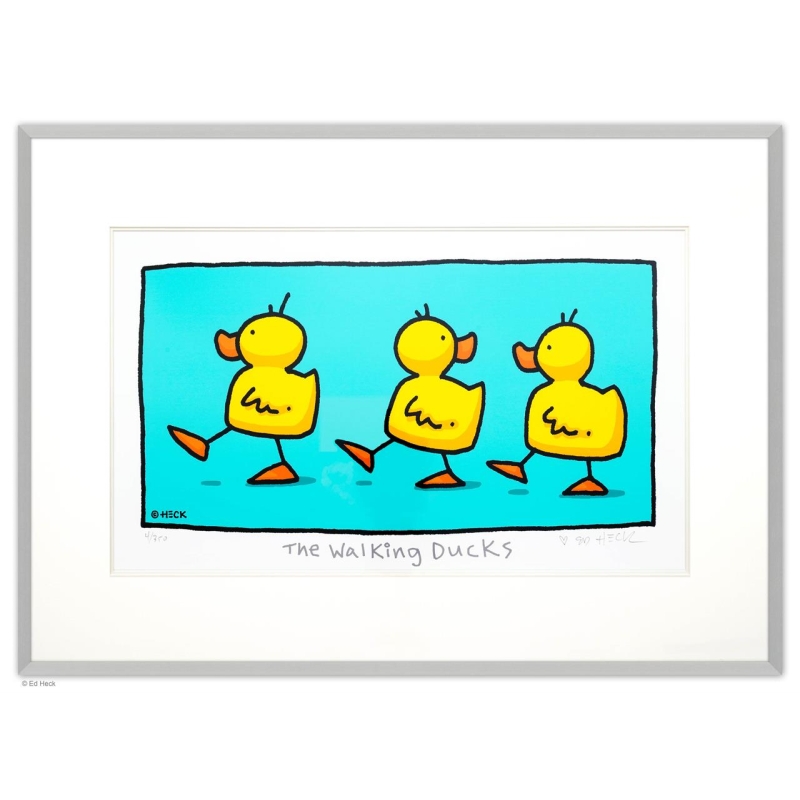 The Walking Ducks vom Künstler Ed Heck im Alu- Rahmen