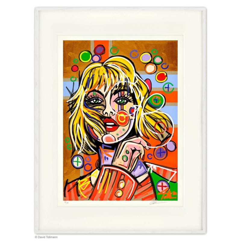 Rahmungsbeispiel: Original Bild von David Tollmann "Kiss in the wind" (Bütten) mit Zertifikat