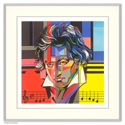 Rahmungsbeispiel Alu-Seidenmatt zu: Original Bild von Martin Sonnleitner "Beethoven Pop" (Bütten) mit Zertifikat