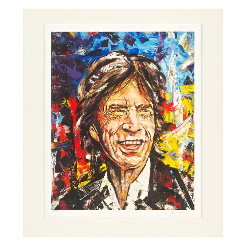 Original Bild von Martin Sonnleitner "Quick Mick" (Mick Jagger, Bütten) mit Zertifikat