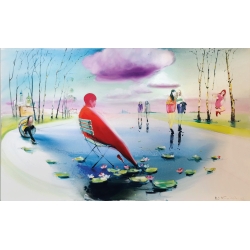 Unikat Gemälde von Paul Kaminski "Klappstuhl" Leinwand ca. 180 x 110 cm