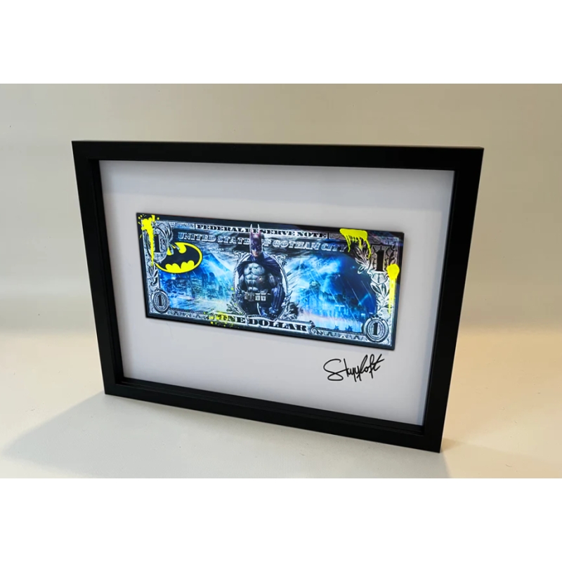 Original: SKYLOFT | GOTHAM CITY BATMAN DOLLAR, inklusive Objektrahmen mit Museumsglas