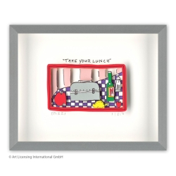 James Rizzi Original 3D Bild kaufen Take your Lunch inkl. Rahmen Alu-Seidenmatt