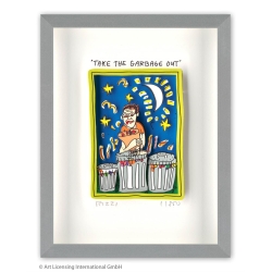 James Rizzi Original 3D Bild kaufen Take the Garbage out inkl. Rahmen Alu-Seidenmatt