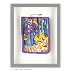 James Rizzi Original 3D Bild kaufen Take my Wife inkl. Rahmen Alu-Seidenmatt