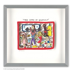 James Rizzi Original 3D Bild kaufen Take care of yourself inkl. Rahmen Alu-Seidenmatt