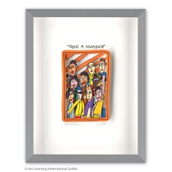 James Rizzi Original 3D Bild kaufen Take a Number inkl. Rahmen Alu-Seidenmatt