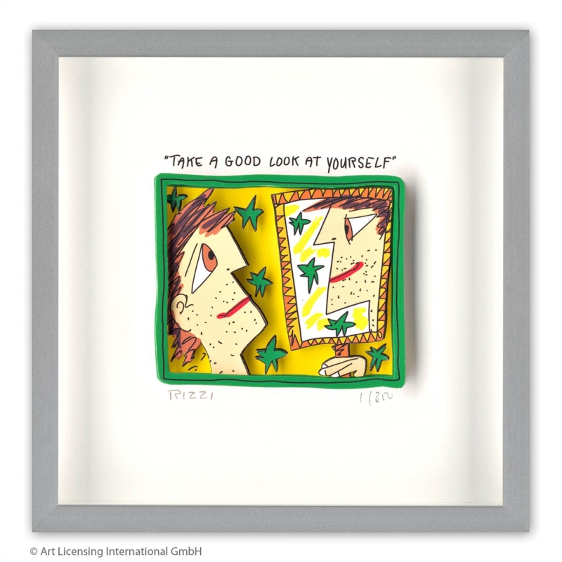 James Rizzi Original 3D Bild kaufen Take a good look at yourself inkl. Rahmen Alu-Seidenmatt