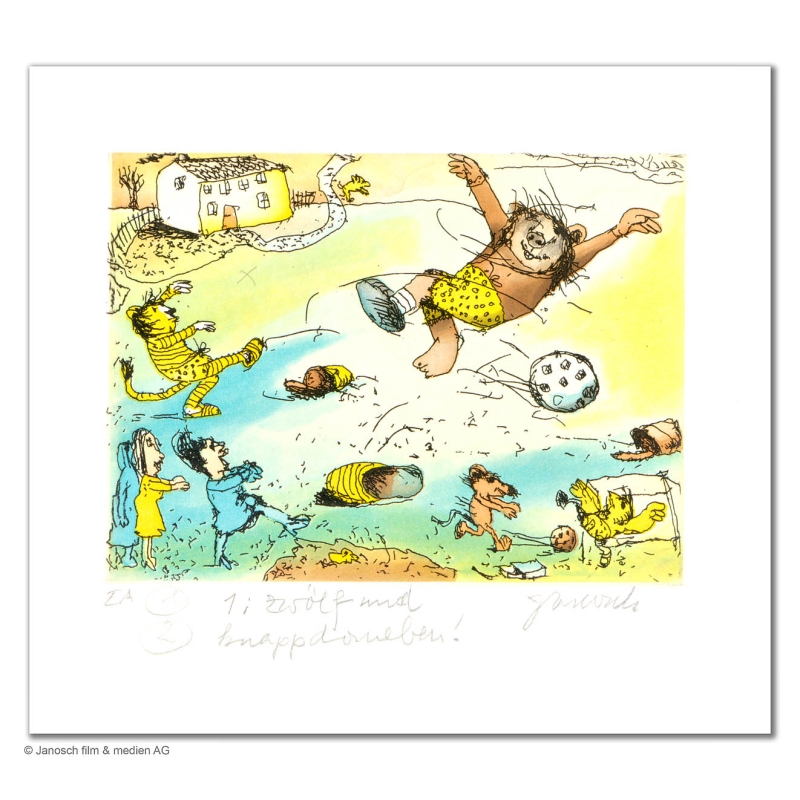 Original Bild "1 zu zwölf und knapp daneben" von Janosch - Kunst mit Zertifikat kaufen
